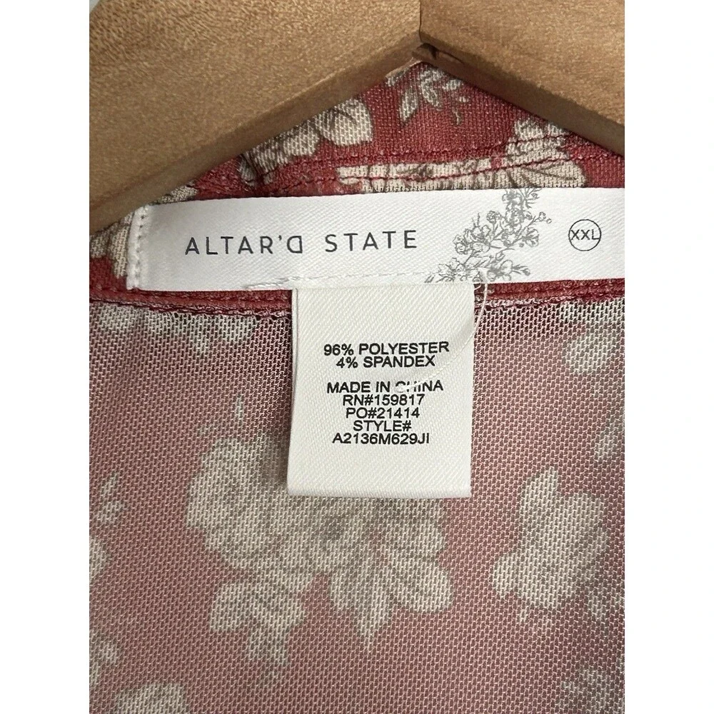 Altar'd State Floral Long Sleeve Blouse XXL Sheer Rouched Button Up Cottage Core - Picture 3 of 3